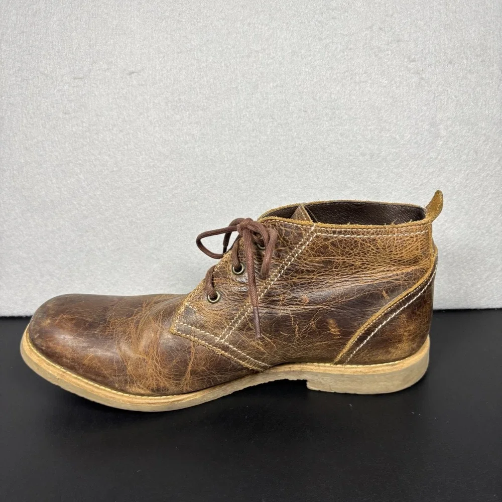 BED STU Draco Men's Leather Chukka Ankle Boots Distressed Brown Lace Up Size 11